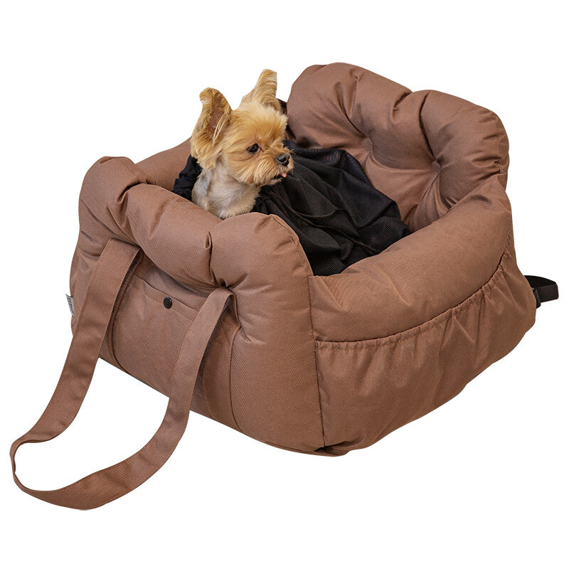 Brown Color Safety Dog Car Seat Bed